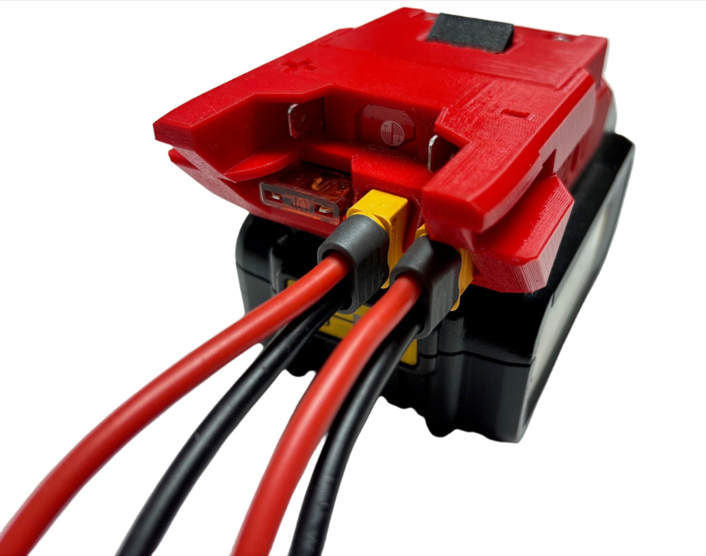Honister XT60 adapter with integrated fuse adapter for Ridgid 18V tools to Dewalt battery