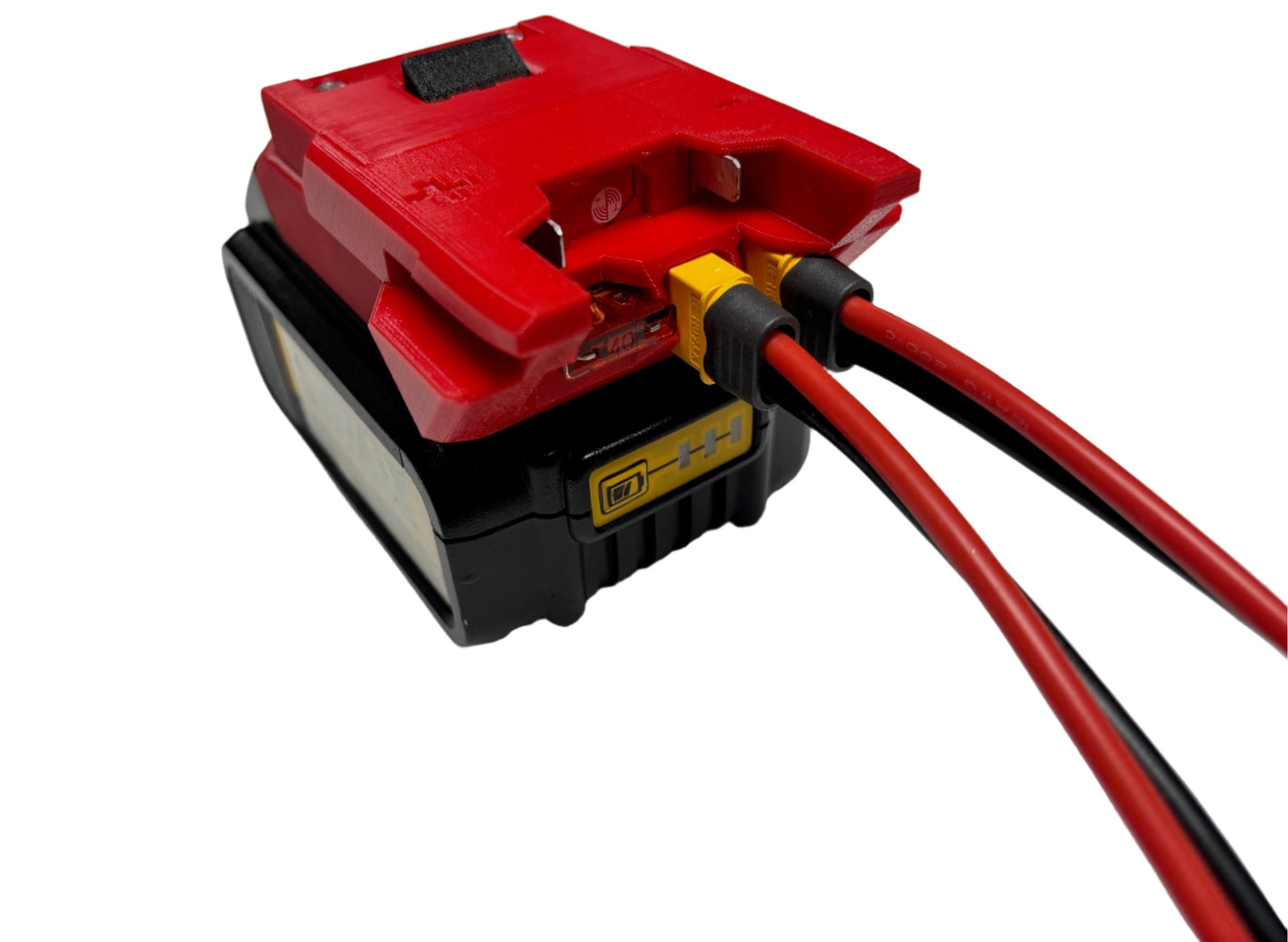 Honister XT60 adapter with integrated fuse adapter for Ridgid 18V tools to Dewalt battery