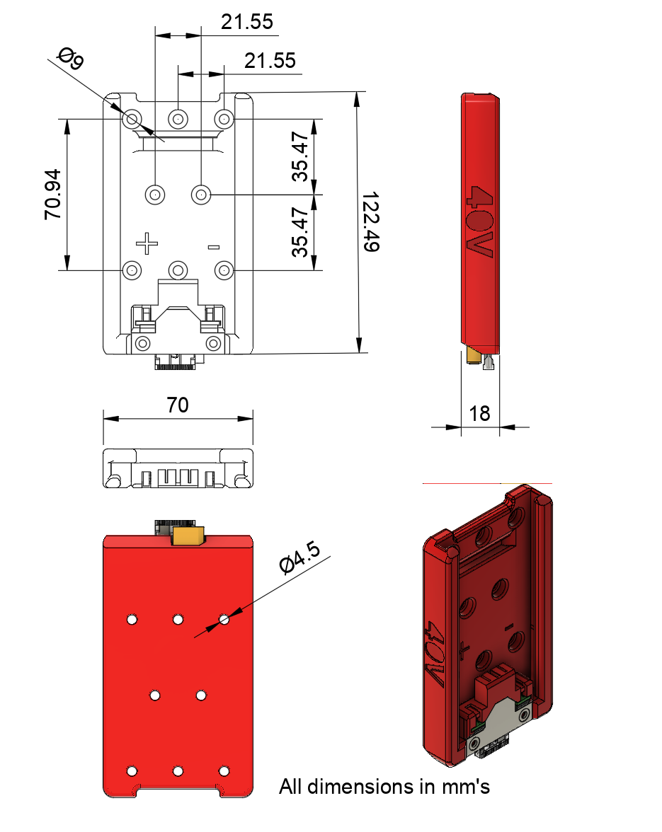 Industrial XT60 adapter for Ryobi 40V battery