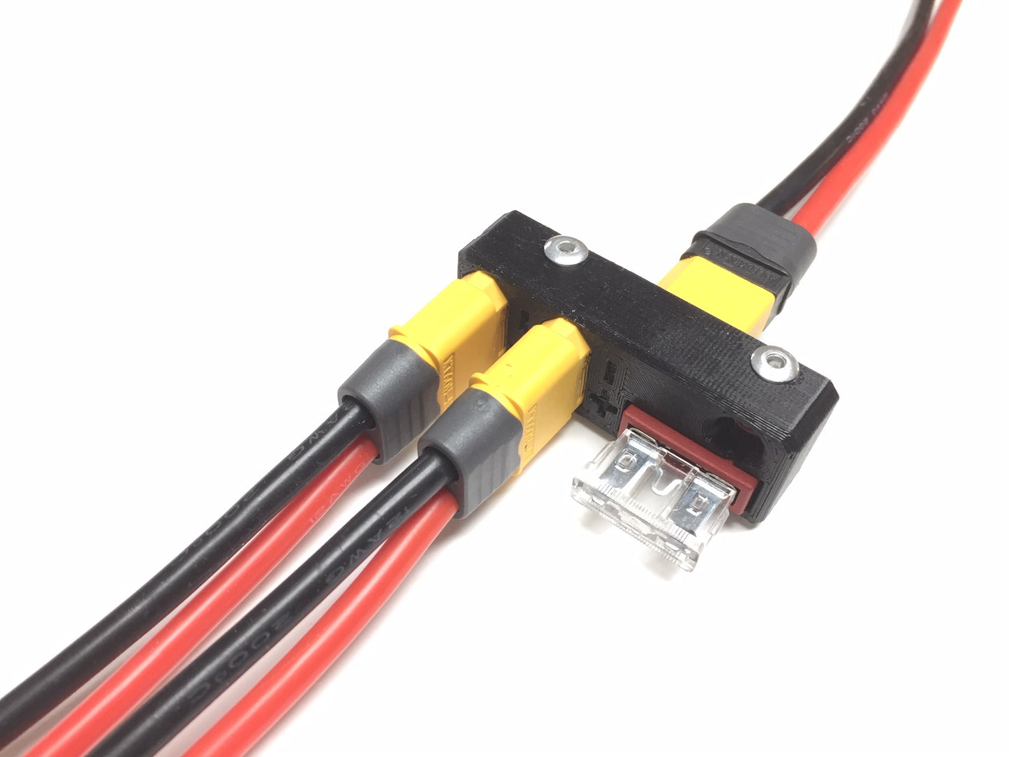 Kirkstone XT60 fused 25A power breakout silicone 12AWG wires 1input to 2outputs male to female connector amass adapter add-on