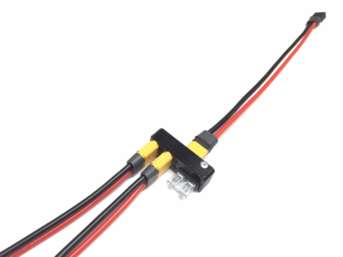 Kirkstone XT60 fused 25A power breakout silicone 12AWG wires 1input to 2outputs male to female connector amass adapter add-on