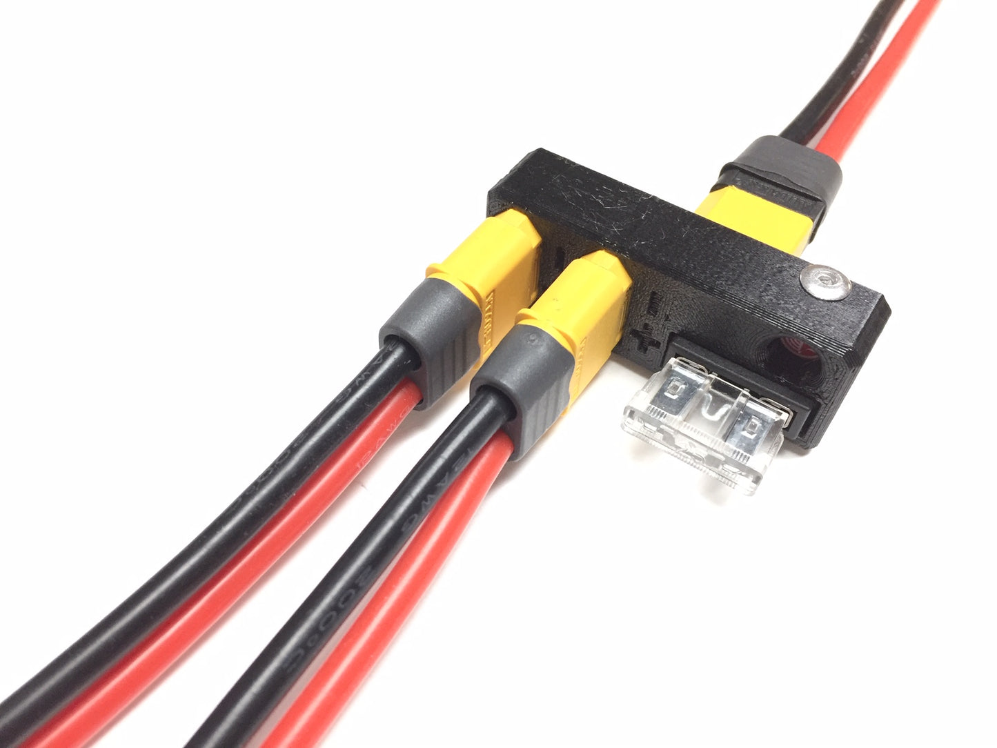 Kirkstone XT60 fused 25A power breakout silicone 12AWG wires 1input to 2outputs male to female connector amass adapter add-on