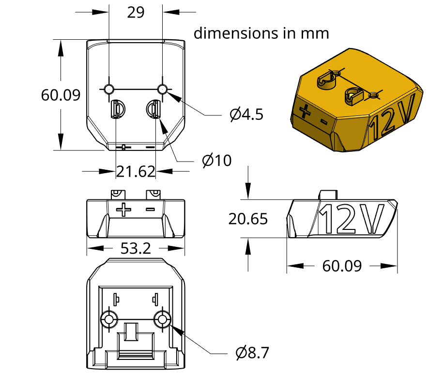 X Right Angle adapter for Dewalt 12V MAX battery