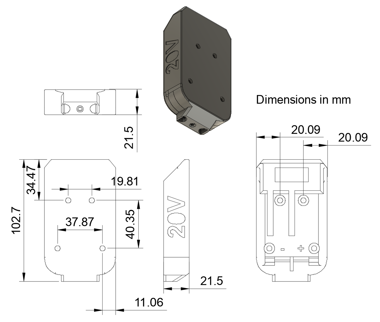 XT adapter for Craftsman 20V V20 battery