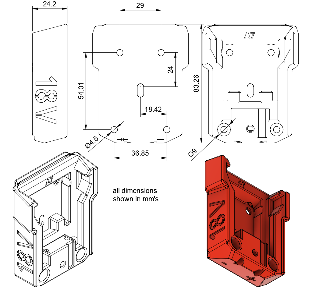 Industrial adapter for Milwaukee 18V battery