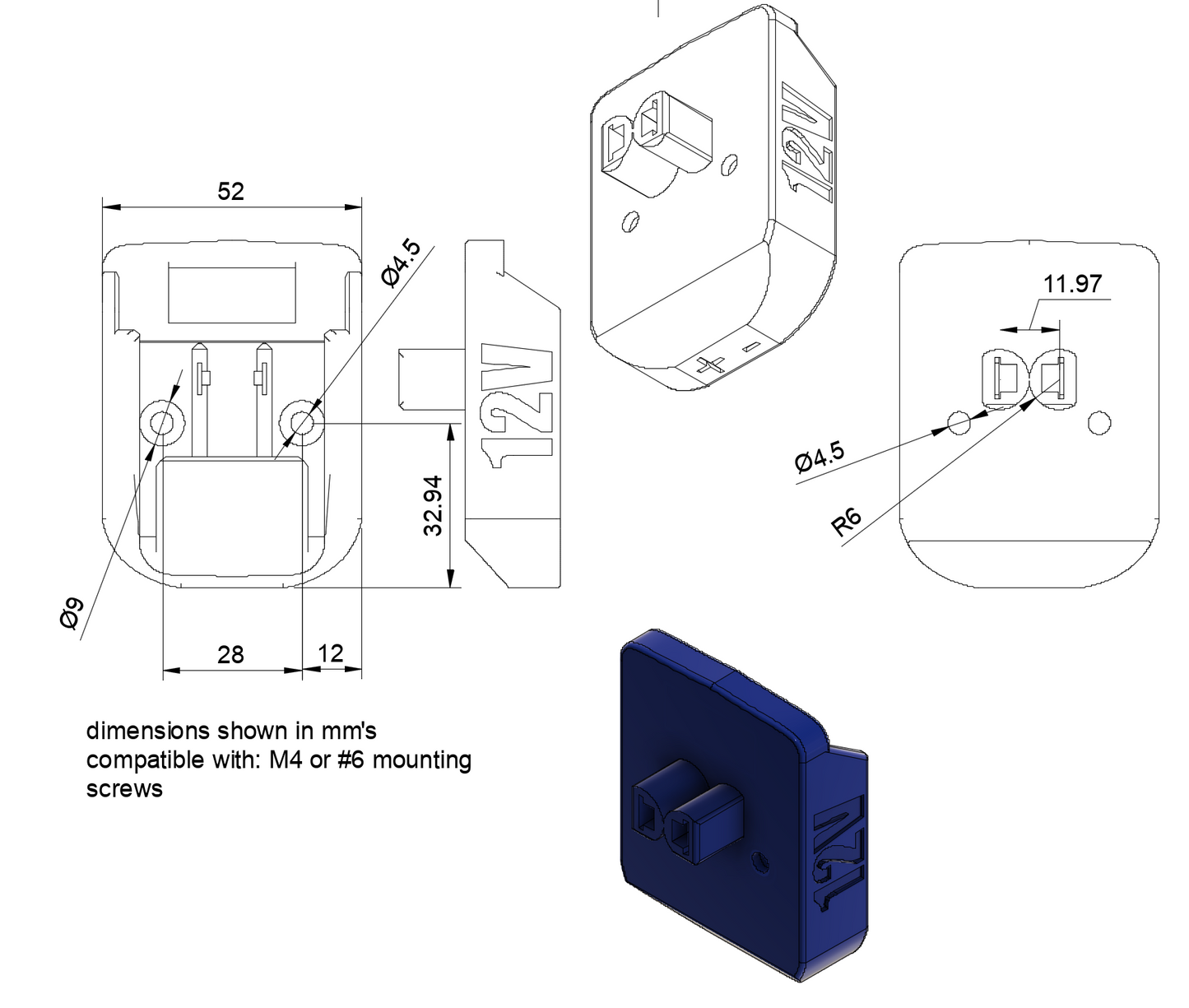 Right Angle adapter for Makita 12V battery