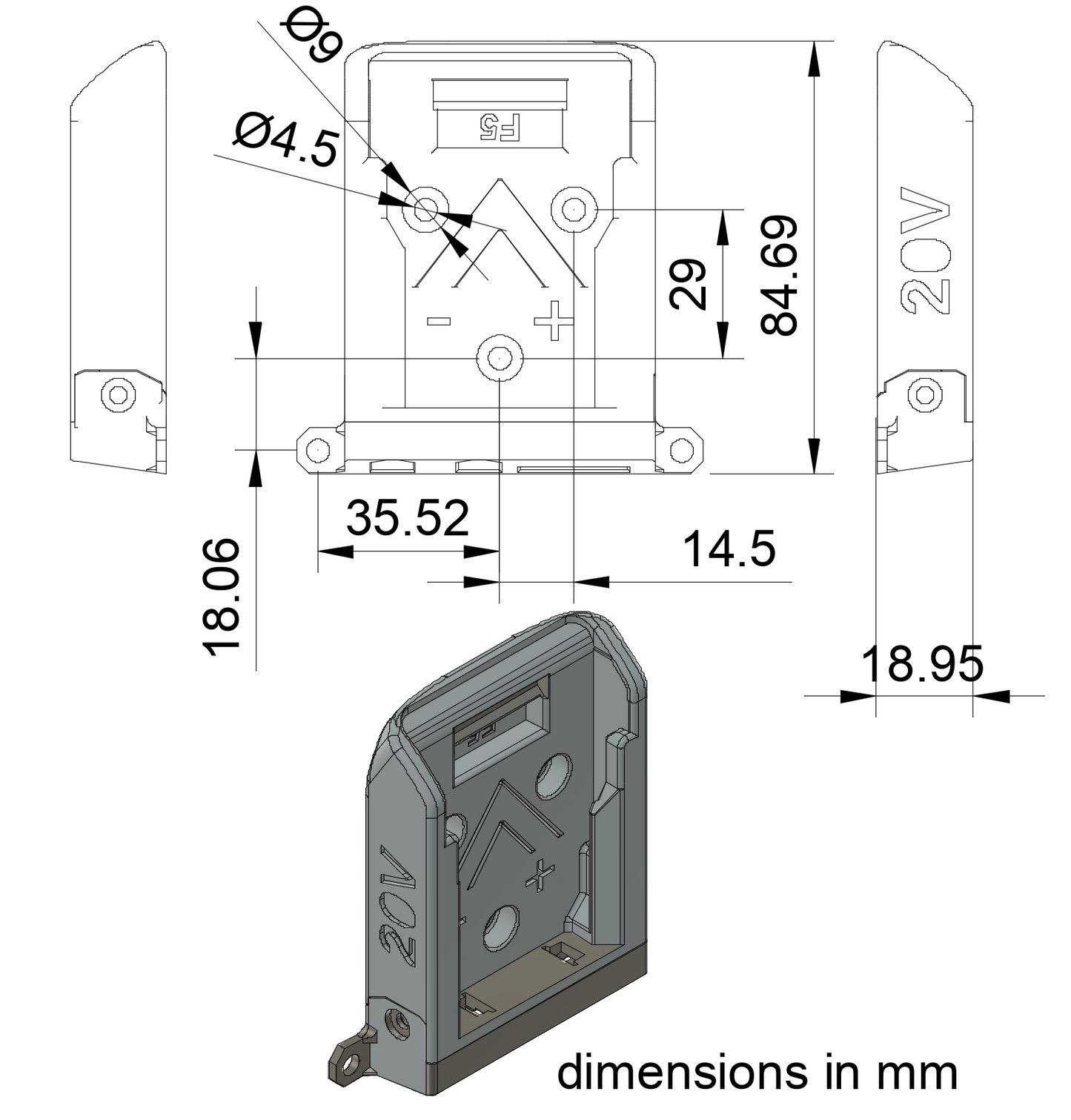 XT60 adapter with integrated fuse XT60 adapter for Dewalt 20V MAX battery