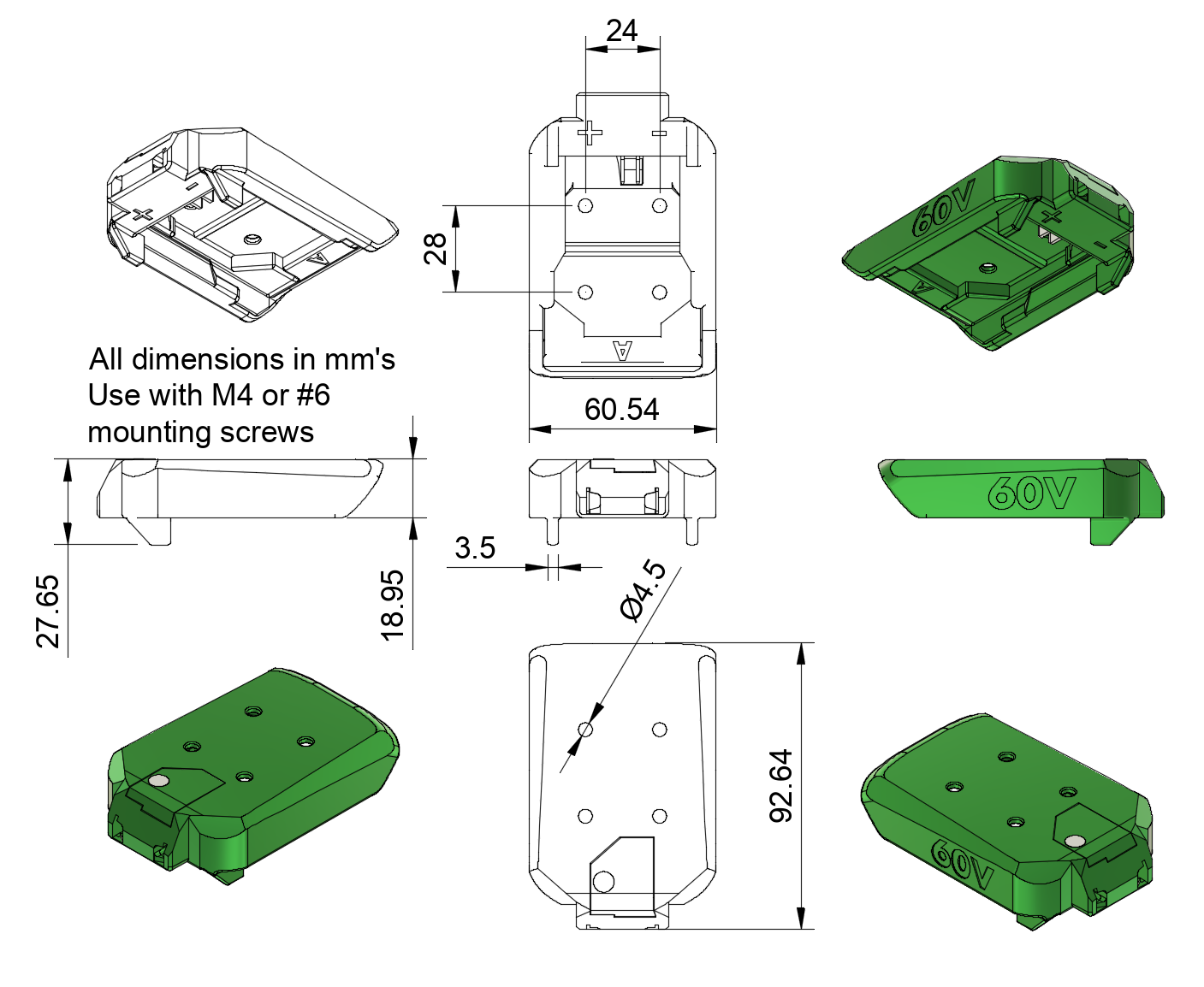 Industrial adapter for Dewalt 60V Max battery