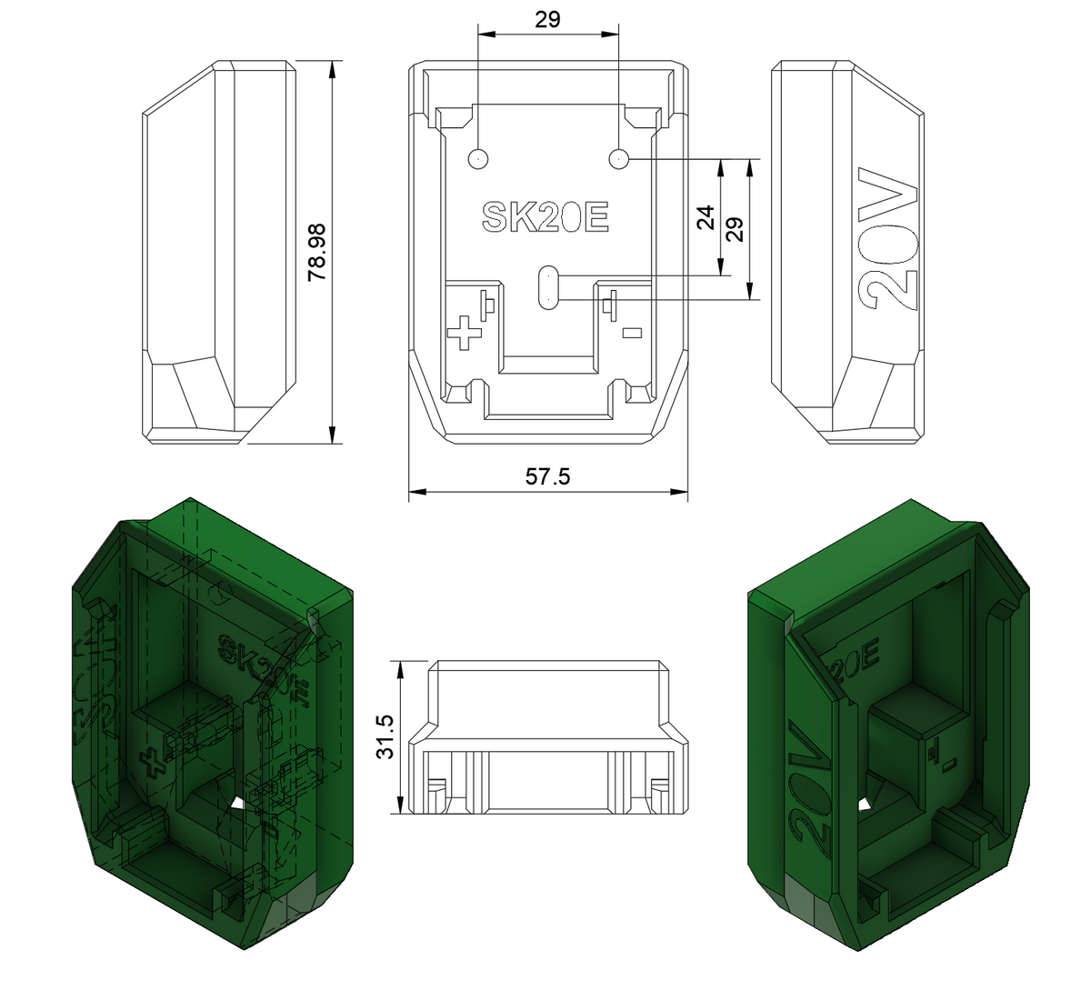 SK20E adapter for SKIL 20V PWR Core Power battery