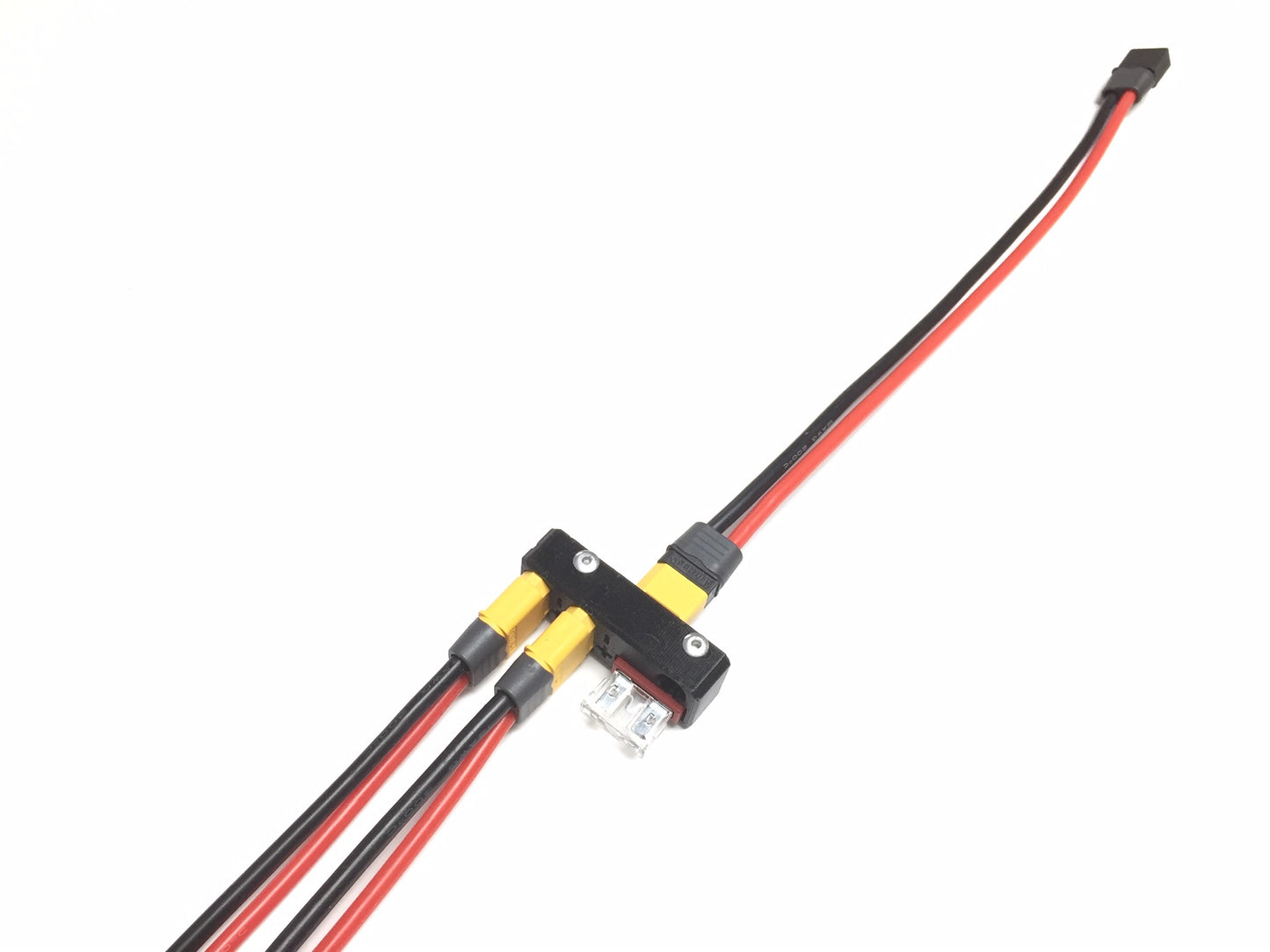 Kirkstone XT60 fused 25A power breakout silicone 12AWG wires 1input to 2outputs male to female connector amass adapter add-on